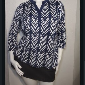 Navy and White Chevron Women's Top